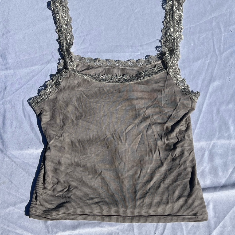 Grungy/Fairy-core Gray Lace Trim Women's Top